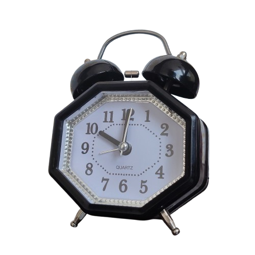 Black Twin Bell Alarm Clock with Back Light - Stylish and Functional Timepiece for Kids & Students thumbnail 2